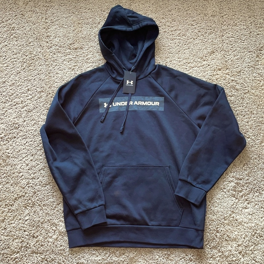 NWT black Under Armour logo hoodie size large
